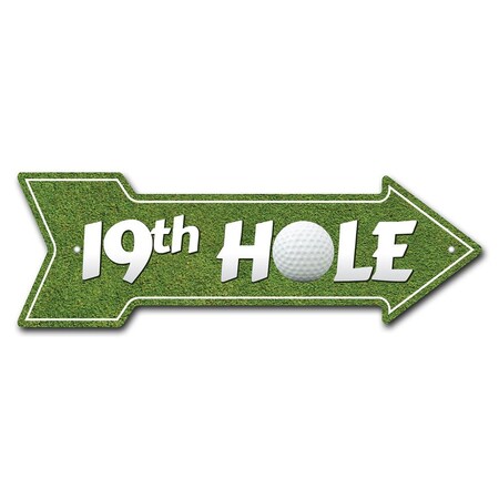 19th Hole Arrow Sign Funny Home Decor 36in Wide